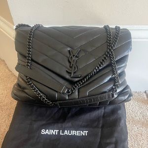 Authentic YSL LOULOU Medium Black/Silver